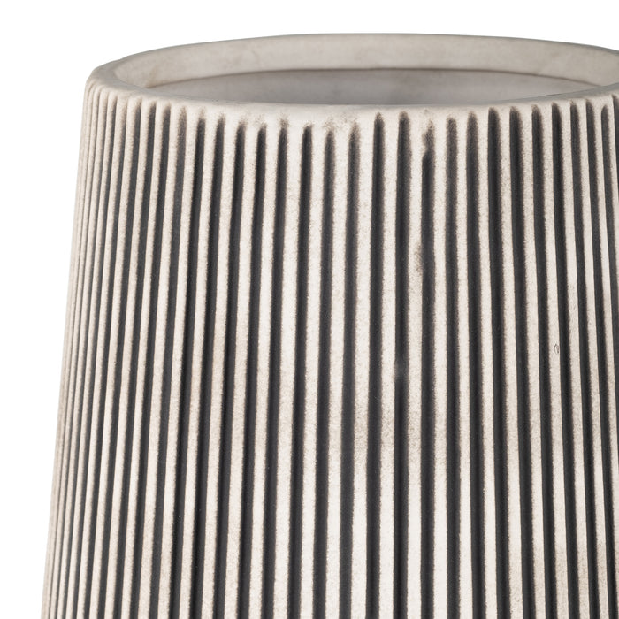 Ceramic 10\" Ridged Vase - Ivory
