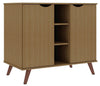 Manhattan Comfort Hampton 39.37” Buffet Stand Cabinet with 7 Shelves & Solid Wood Legs - Maple Cream