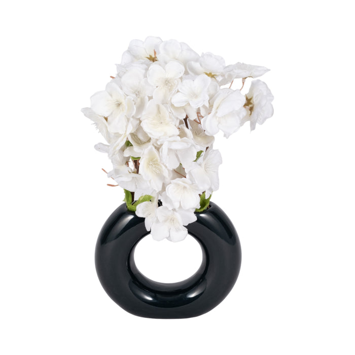 Ceramic 5\" Donut Vase - Navy