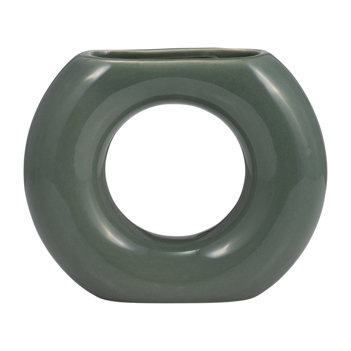 Ceramic 5\" Donut Vase - Dark Sage