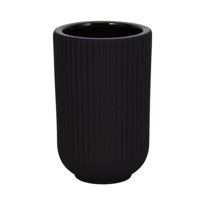 Ceramic 7" Ridged Vase - Black|Vase strié de 7 po en céramique - noir