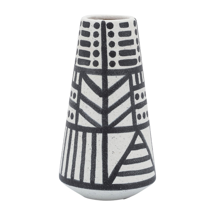 Ceramic 8\" Eclectic Vase - Black and White