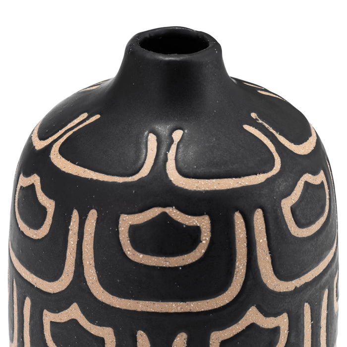 Ceramic 10\" Decorative Vase - Black and Tan