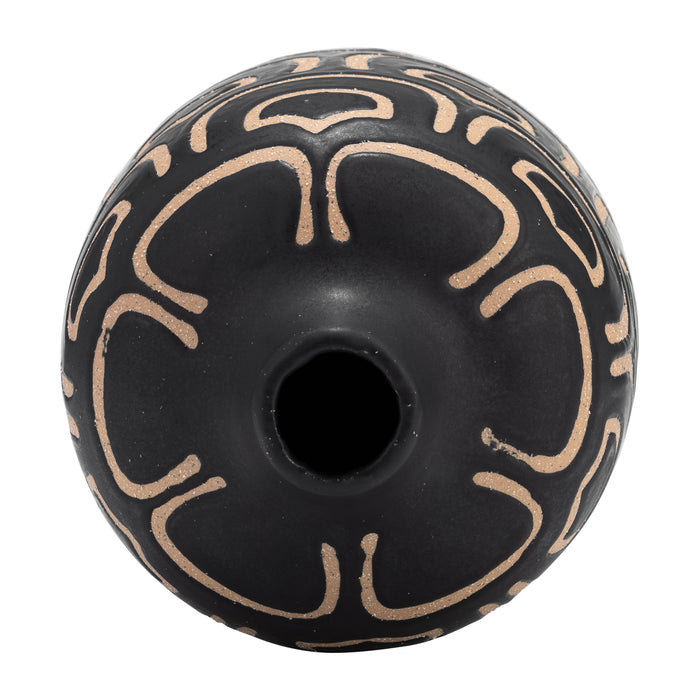 Ceramic 10\" Decorative Vase - Black and Tan