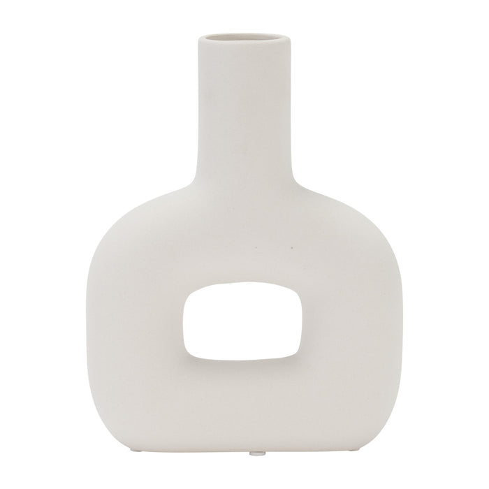 Dolomite 8\" Open Cut Vase - White
