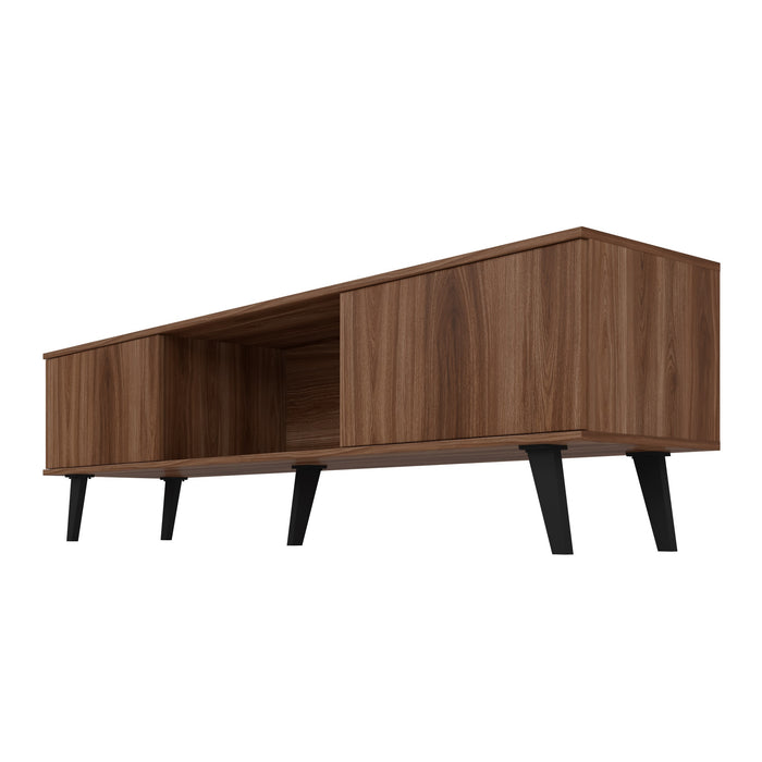 Manhattan Comfort Doyers 70.87\" Mid-Century Modern TV Stand - Nut Brown