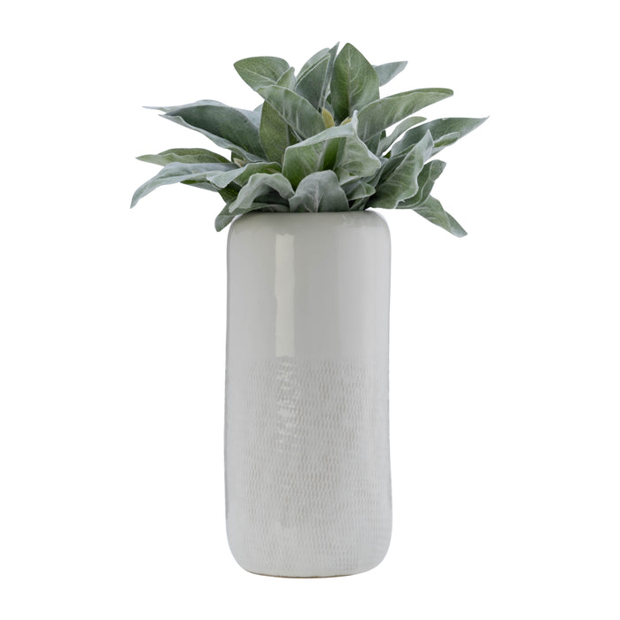 Ceramic 12\" Grooved Vase - Black