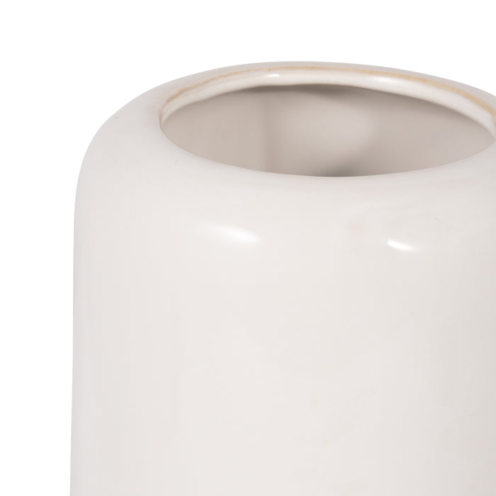 Ceramic 12\" Grooved Vase - Black