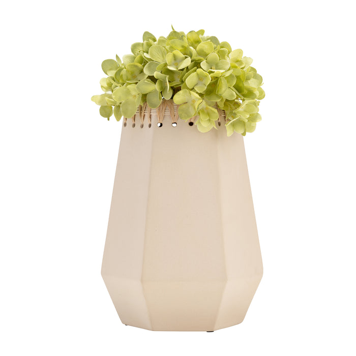 Ceramic 11\" Vase with Weaving - Natural