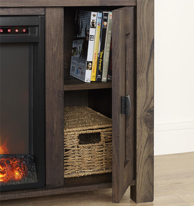 Ameriwood Home Farmington Electric Fireplace TV Console for TVs up to 50\" - Rustic Pine