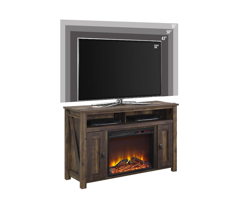 Ameriwood Home Farmington Electric Fireplace TV Console for TVs up to 50\" - Rustic Pine