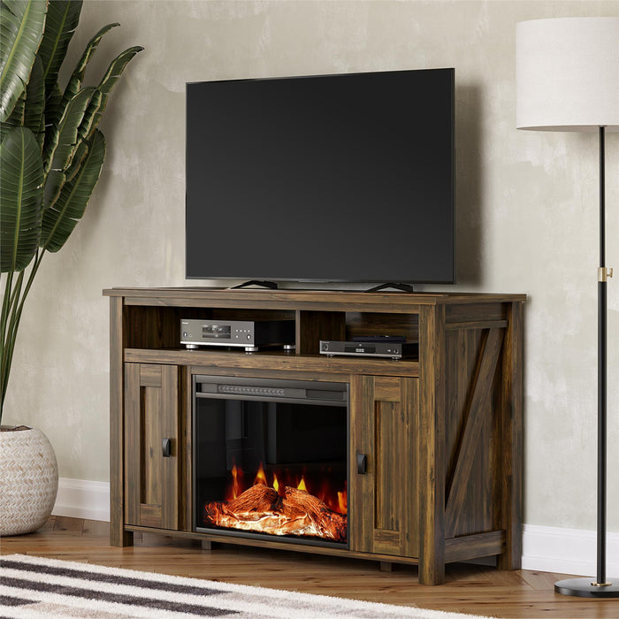 Ameriwood Home Farmington Electric Fireplace TV Console for TVs up to 50\" - Rustic Pine