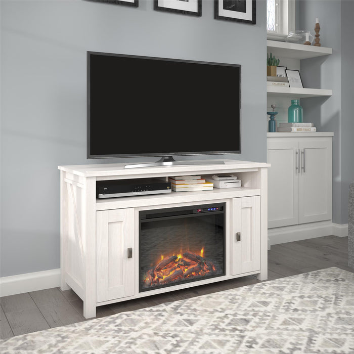 Ameriwood Home Farmington Electric Fireplace TV Console for TVs up to 50\" - Ivory Oak