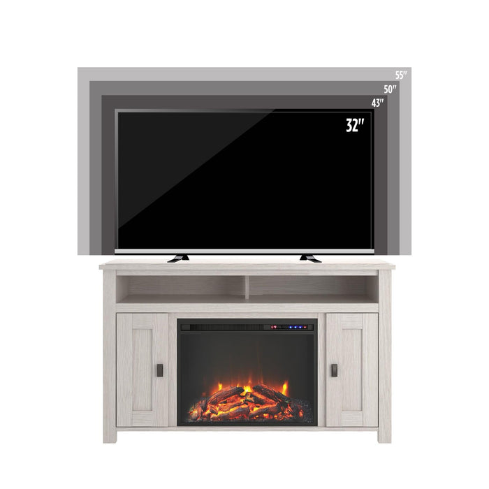 Ameriwood Home Farmington Electric Fireplace TV Console for TVs up to 50\" - Ivory Oak