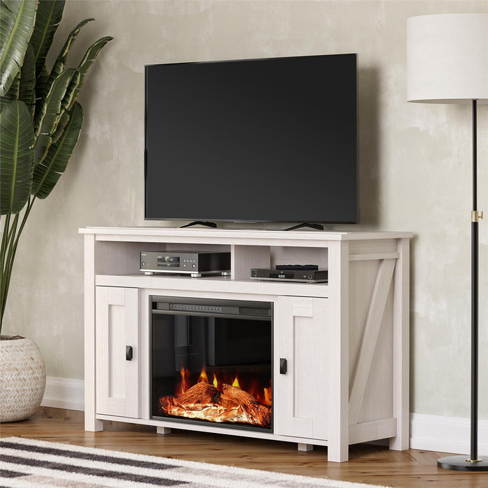 Ameriwood Home Farmington Electric Fireplace TV Console for TVs up to 50\" - Ivory Oak