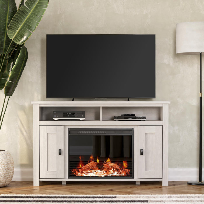 Ameriwood Home Farmington Electric Fireplace TV Console for TVs up to 50\" - Ivory Oak