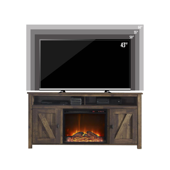 Ameriwood Home Farmington Electric Fireplace TV Console for TVs up to 60\" - Rustic Pine