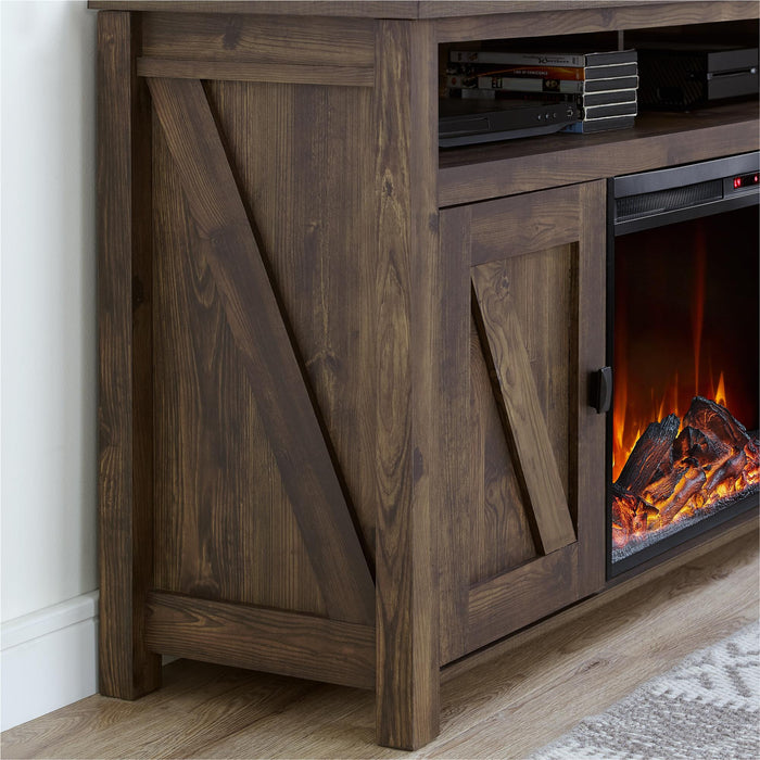 Ameriwood Home Farmington Electric Fireplace TV Console for TVs up to 60\" - Rustic Pine