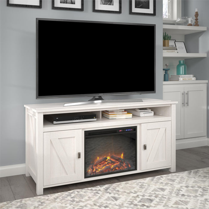 Ameriwood Home Farmington Electric Fireplace TV Console for TVs up to 60\" - Ivory Oak
