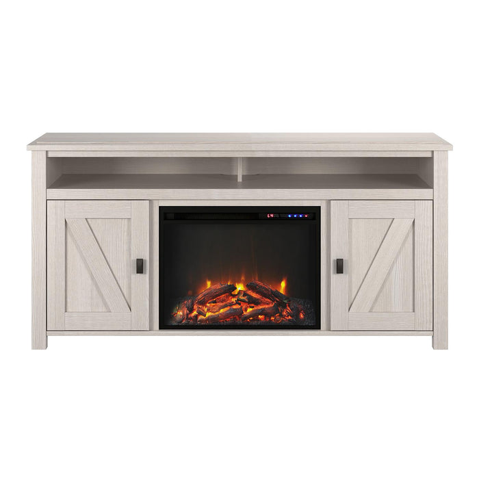 Ameriwood Home Farmington Electric Fireplace TV Console for TVs up to 60\" - Ivory Oak