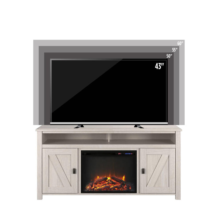 Ameriwood Home Farmington Electric Fireplace TV Console for TVs up to 60\" - Ivory Oak