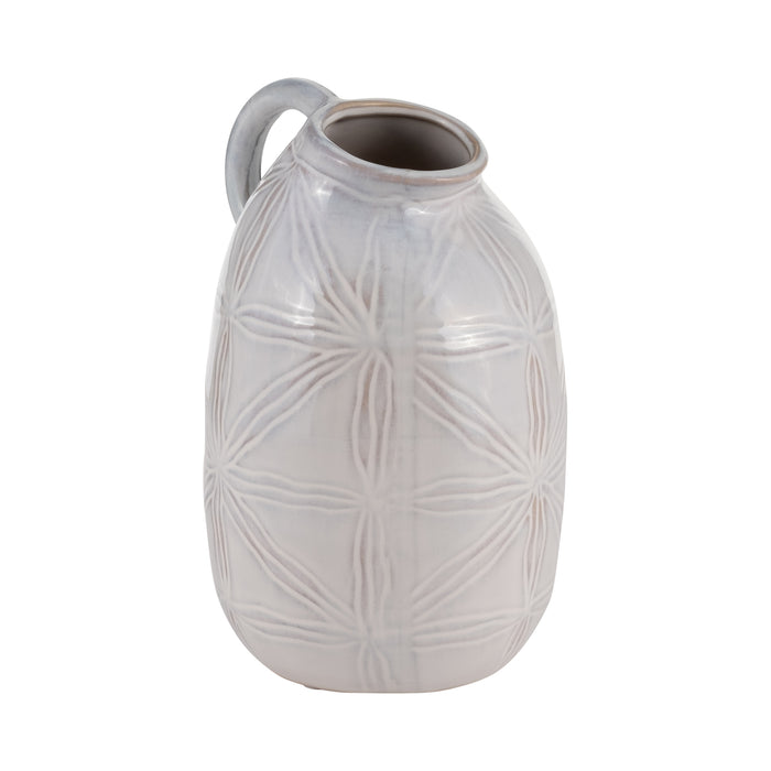 Ceramic 8\" Tribal Pitcher - Ivory
