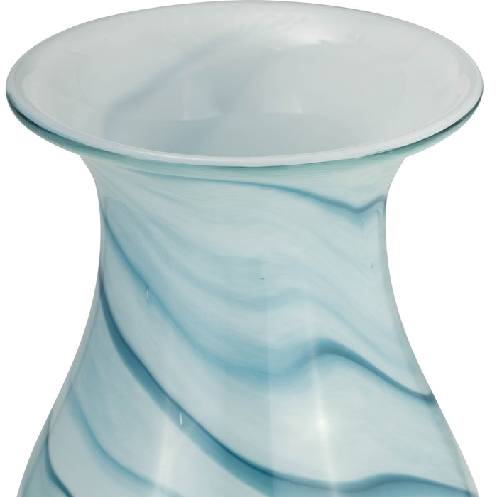 Glass 11\" Two-Tone Vase - Blue and White