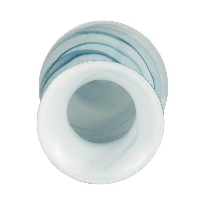 Glass 11\" Two-Tone Vase - Blue and White