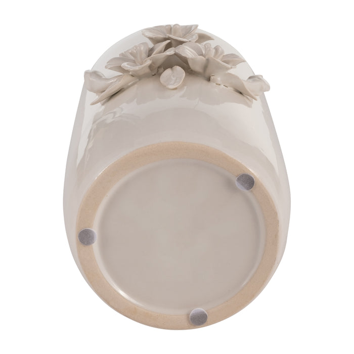 Ceramic 8\" Flower Bunch Vase - Ivory