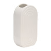 Ceramic 11\" Oval Ridged Vase - White