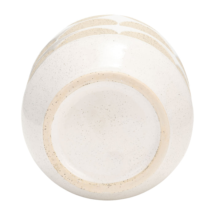 Ceramic 10\" Half Circles Vase - Ivory