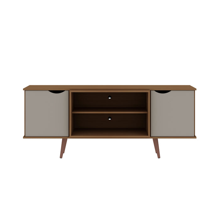 Manhattan Comfort Hampton 62.99\" TV Stand with 4 Shelves & Solid Wood Legs - Off White