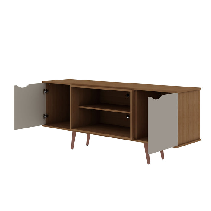 Manhattan Comfort Hampton 62.99\" TV Stand with 4 Shelves & Solid Wood Legs - Off White