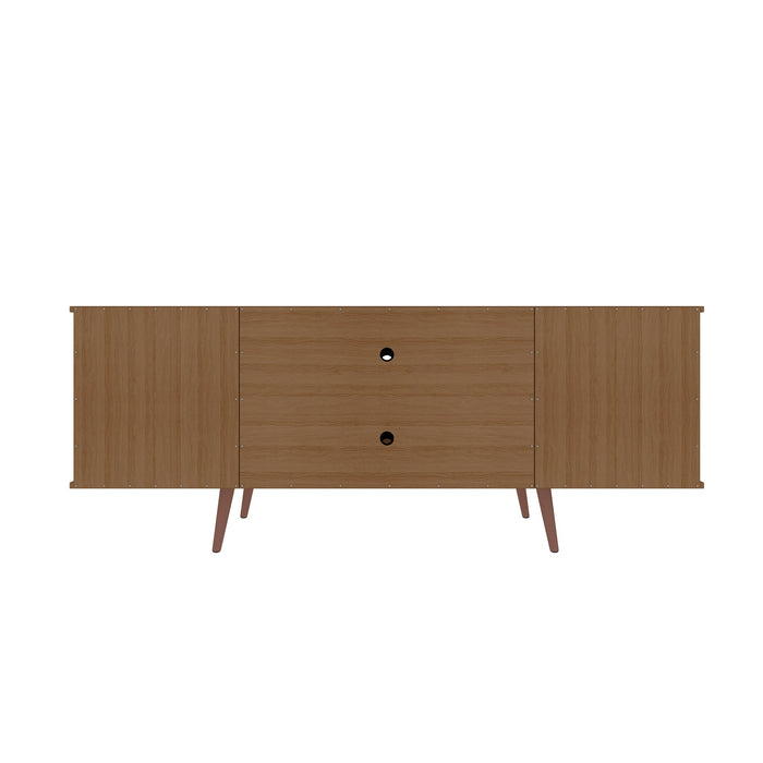 Manhattan Comfort Hampton 62.99\" TV Stand with 4 Shelves & Solid Wood Legs - Off White