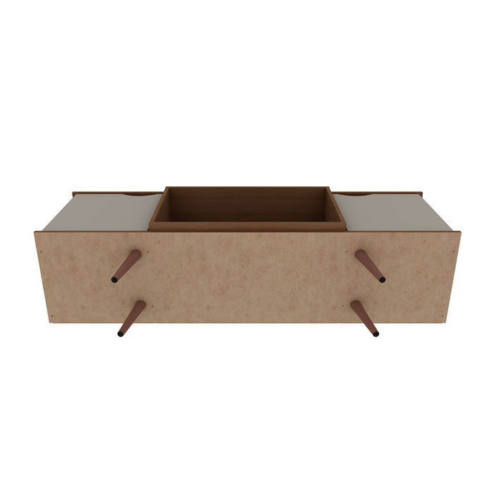 Manhattan Comfort Hampton 62.99\" TV Stand with 4 Shelves & Solid Wood Legs - Off White