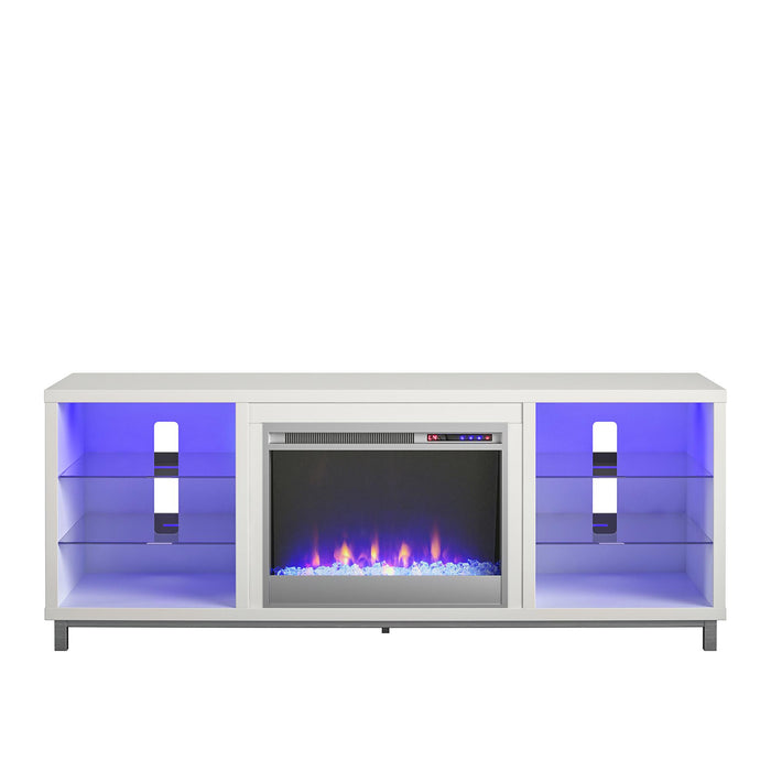 Ameriwood Home Lumina Electric Fireplace TV Stand for TVs up to 70\" - White