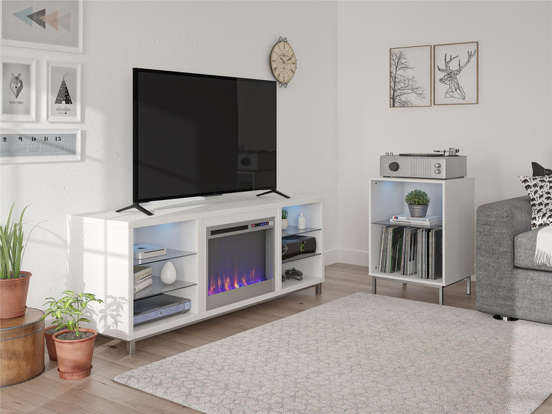 Ameriwood Home Lumina Electric Fireplace TV Stand for TVs up to 70\" - White