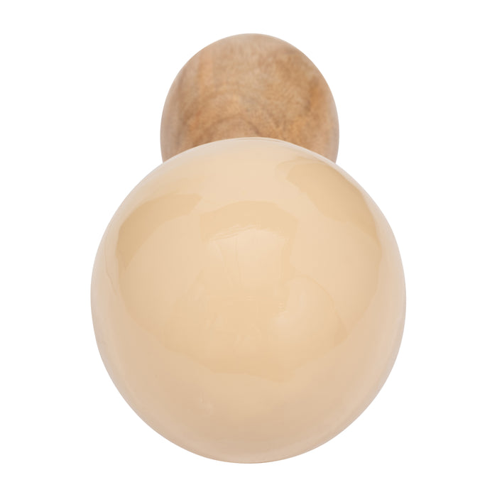 Wood 8\" Coned Mushroom - Ivory