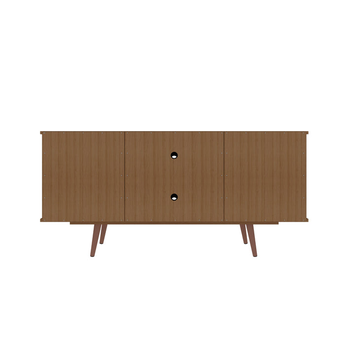 Manhattan Comfort Hampton 53.54\" TV Stand with 4 Shelves & Solid Wood Legs - Off White