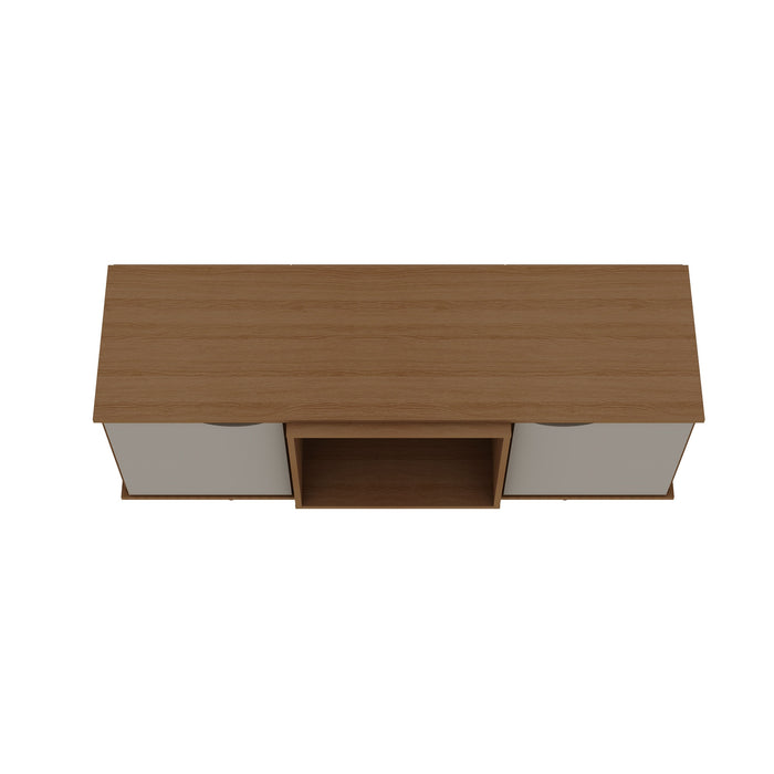 Manhattan Comfort Hampton 53.54\" TV Stand with 4 Shelves & Solid Wood Legs - Off White