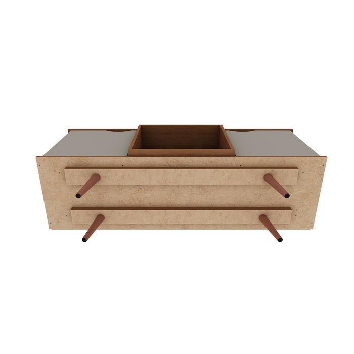 Manhattan Comfort Hampton 53.54\" TV Stand with 4 Shelves & Solid Wood Legs - Off White