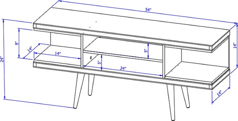 Manhattan Comfort Utopia 53.14\" TV Stand with Splayed Wooden Legs & 4 Shelves - White