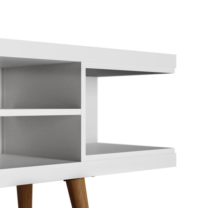 Manhattan Comfort Utopia 53.14\" TV Stand with Splayed Wooden Legs & 4 Shelves - White
