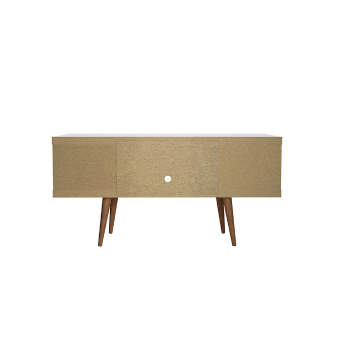 Manhattan Comfort Utopia 53.14\" TV Stand with Splayed Wooden Legs & 4 Shelves - White