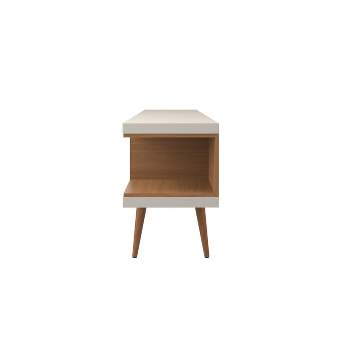 Manhattan Comfort Utopia 70.47\" TV Stand with Splayed Wooden Legs & 4 Shelves - Off White & Maple Cream