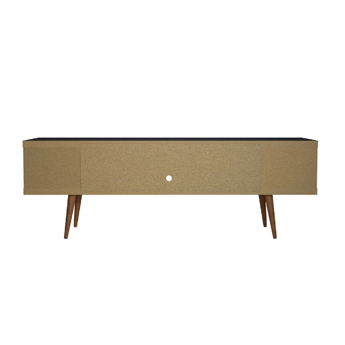 Manhattan Comfort Utopia 70.47\" TV Stand with Splayed Wooden Legs & 4 Shelves - Black
