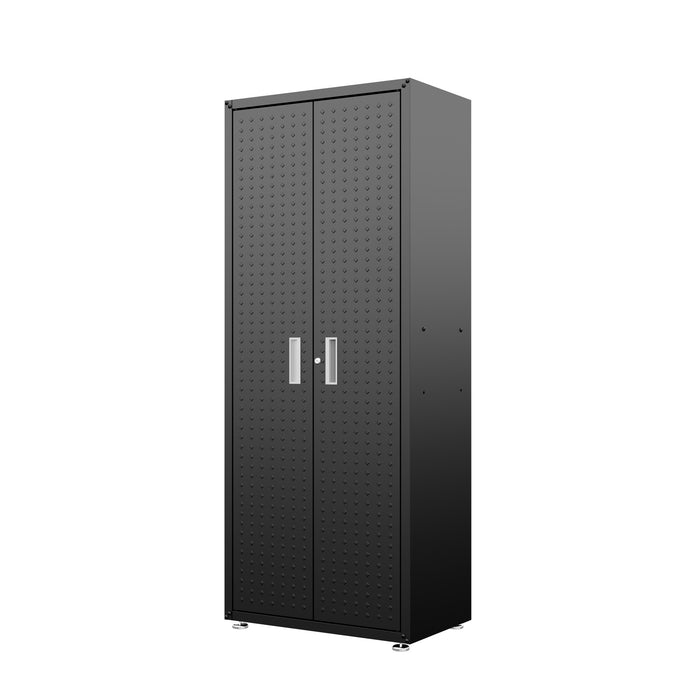 Manhattan Comfort Fortress Textured Metal 75.4\" Garage Cabinet with 4 Adjustable Shelves - Charcoal Grey
