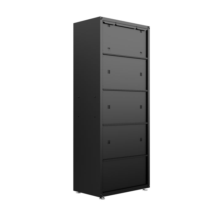 Manhattan Comfort Fortress Textured Metal 75.4\" Garage Cabinet with 4 Adjustable Shelves - Charcoal Grey