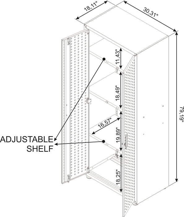 Manhattan Comfort Fortress Textured Metal 75.4\" Garage Cabinet with 4 Adjustable Shelves - White