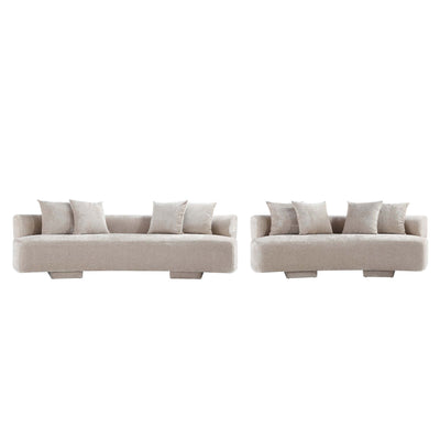 Verandah Mid-Century Modern 2-Piece Sofa Set in Beige | Ensemble de canape 2 pieces Verandah style milieu du siecle en beige
